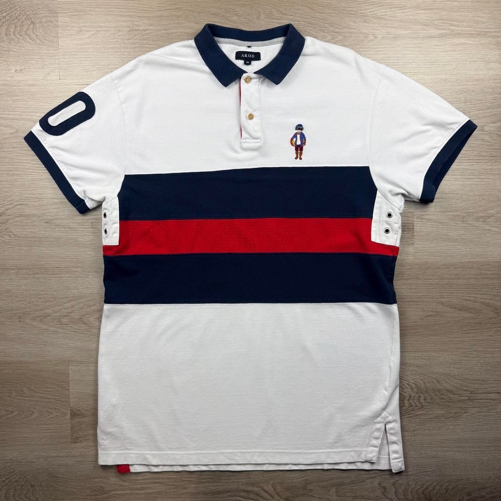 AKOO Colorblock Fox Mascot Embroidered Pique Polo Shirt 3XL